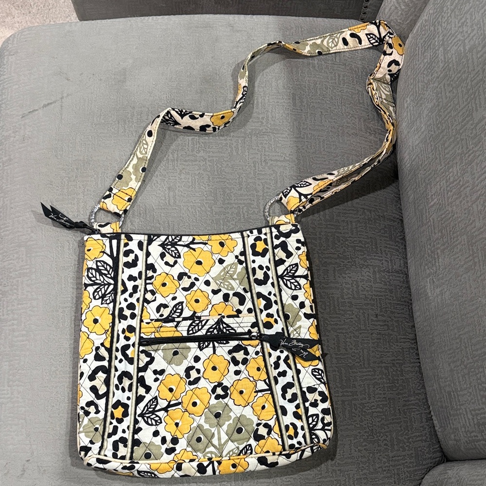 Vera Bradley white, yellow and grey floral cross body bag
